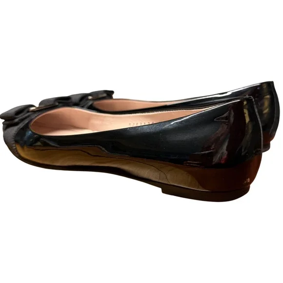 SALVATORE FERRAGAMO Varina Women Size 6B Black Leather Patent Ballet Flats Italy - Picture 8 of 15